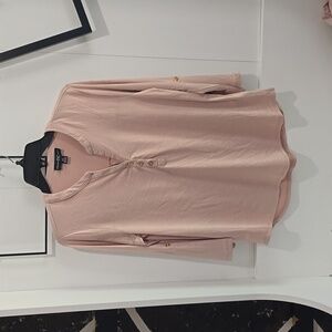 International INC Company Solid Roll Up Sleeve Blouse - Light Tea Pink